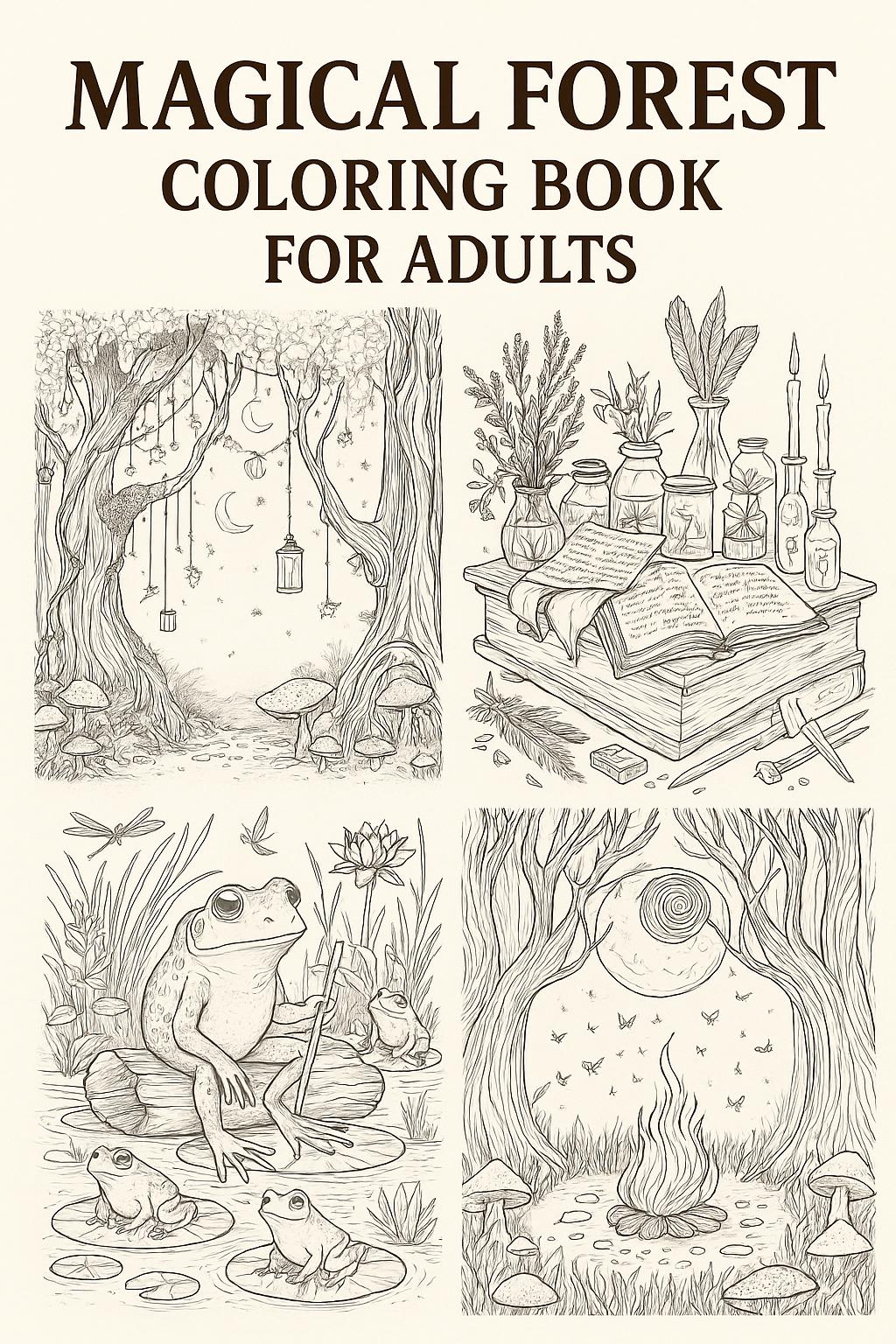 Magical Forest Coloring Book for Adults β 23 Printable Pages of Whimsical Woodland Animals, Nature Scenes, Relaxing Digital Art Therapy