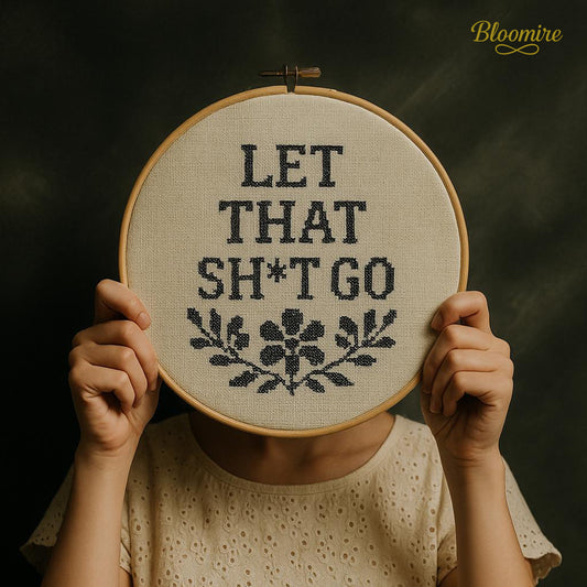 Let That Sh*t Go Cross Stitch Pattern – Funny PDF Embroidery – Digital Snarky Quote – Modern Minimalist Decor – Instant Download
